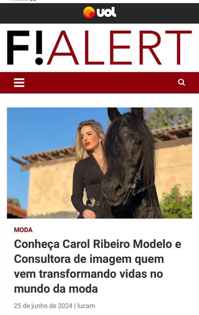 Matéria de jornal virtual sobre a Caroline Ribeiro