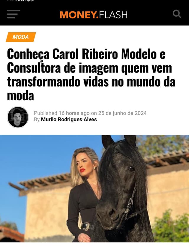Matéria de jornal virtual sobre a Caroline Ribeiro