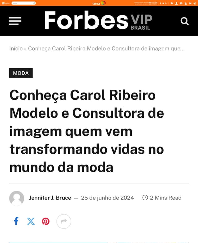 Matéria de jornal virtual sobre a Caroline Ribeiro