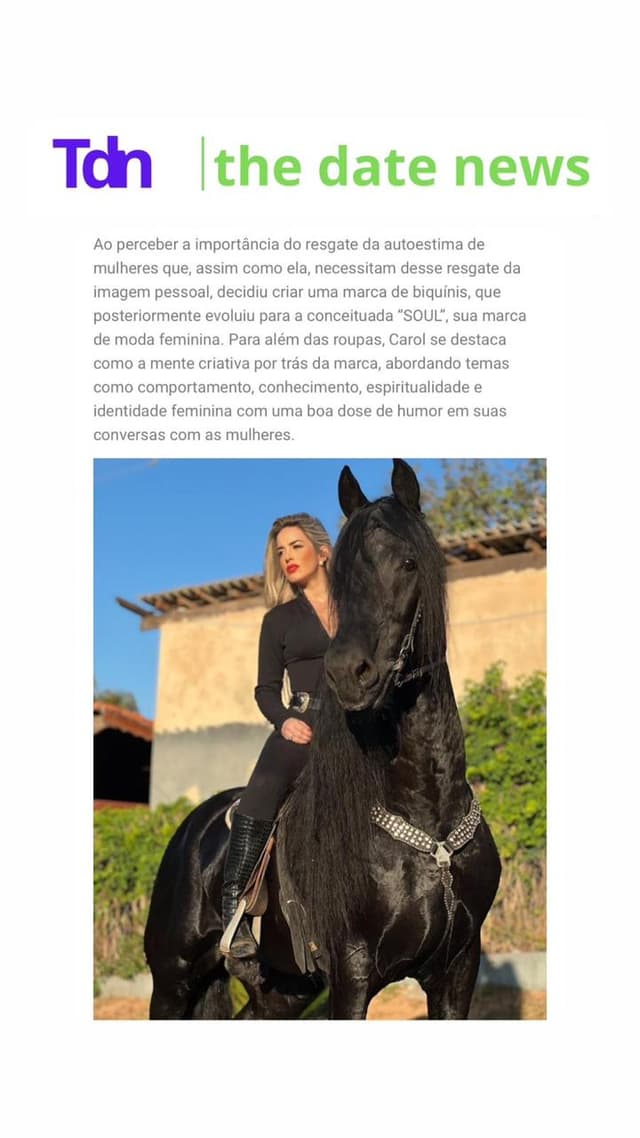 Matéria de jornal virtual sobre a Caroline Ribeiro